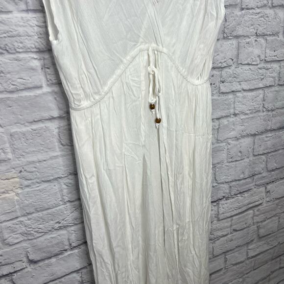 Raviya Womens Front Slit Cover Up Maxi Dress Size 0X White New Tie Waist - Picture 3 of 7